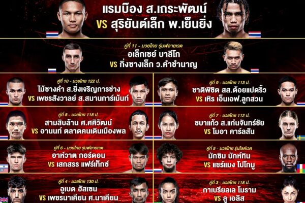 10 คู่เดือด‼️ ONE Lumpinee 115 สรุปผลชั่งน้ำหนักทุกคู่…!!!